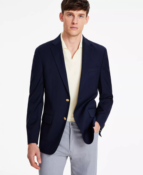 Men's Modern-Fit Solid Navy Blazer - 10