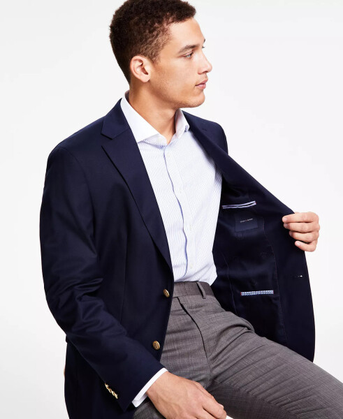 Men's Modern-Fit Solid Navy Blazer - 7