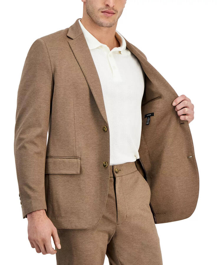 Men's Modern-Fit Stretch Heathered Knit Suit Jacket, Created for Macy's Soft Mulch Heather - 3