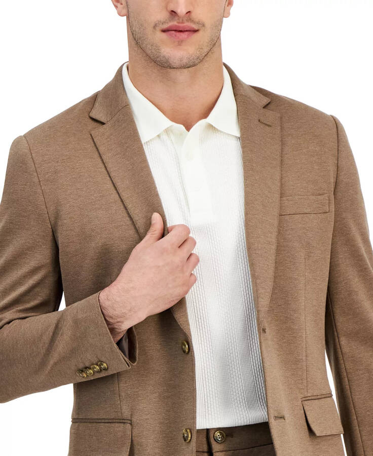 Men's Modern-Fit Stretch Heathered Knit Suit Jacket, Created for Macy's Soft Mulch Heather - 4