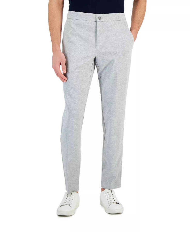 Men's Modern-Fit Stretch Heathered Knit Suit Pants, Created for Modazone Casual Grey Heather - 1