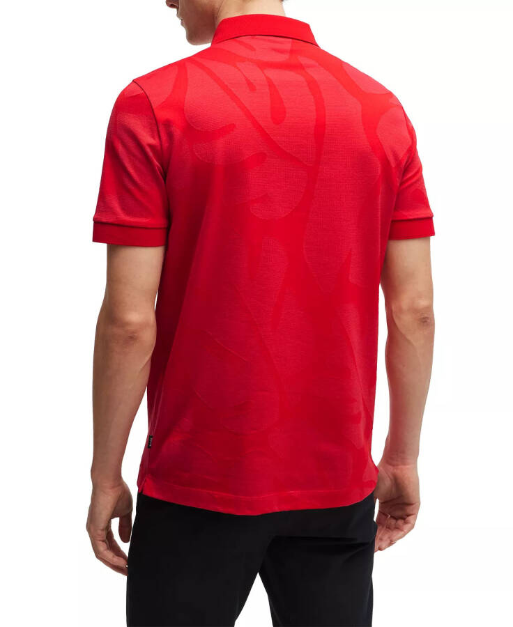 Men's Monstera-Leaf Slim-Fit Polo Shirt Bright Red - 5