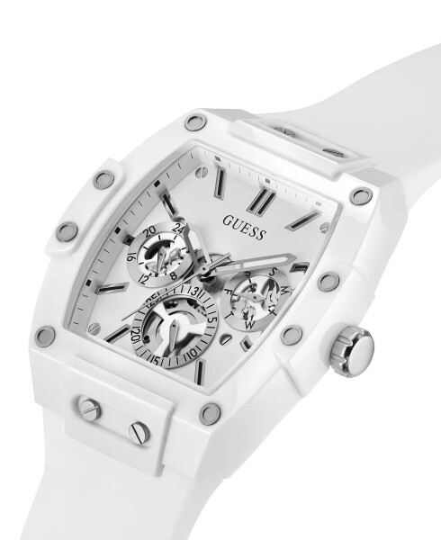 Men's Multi-Function White Silicone Strap Watch 43mm White - 4