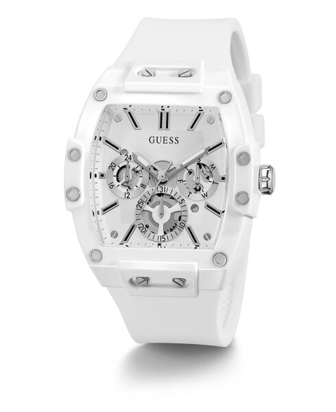 Men's Multi-Function White Silicone Strap Watch 43mm White - 5