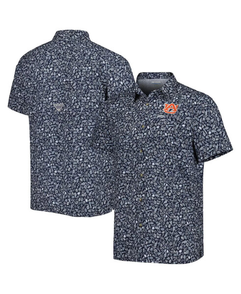 Men's Navy Auburn Tigers Super Slack Tide Omni-Shade Team Button-Up Shirt Navy - 1