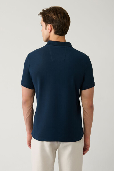 Men's Navy Blue 100% Cotton Quick-Drying Regular Fit Non-Wrinkle Polo Collar T-shirt B001032 - 9