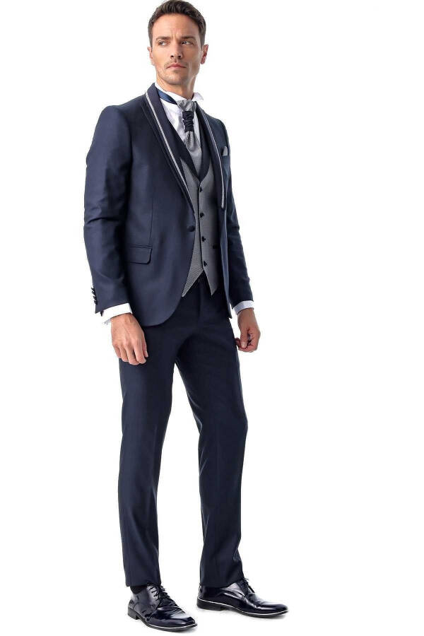 Men's Navy Blue Arles Ceremonia Wedding Suit - 30