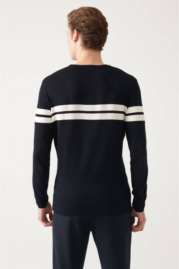 Men's Navy Blue Crew Neck Sweater - 9