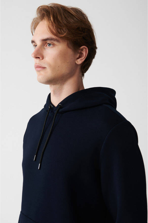 Men's Navy Blue Hooded Sweatshirt - 2