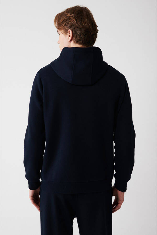 Men's Navy Blue Hooded Sweatshirt - 4