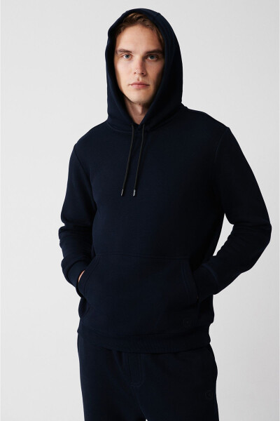 Men's Navy Blue Hooded Sweatshirt - 5