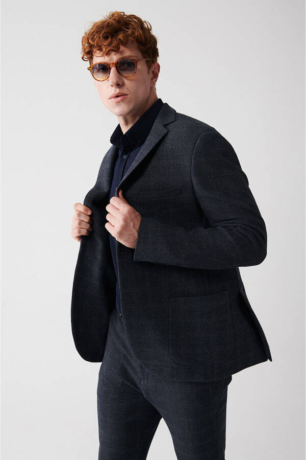 Men's Navy Blue Jacket, Slim Fit, 360° Stretch. - 1