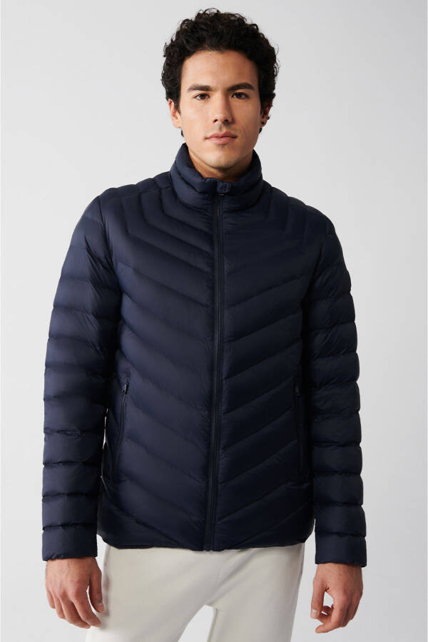 Men's Navy Blue Puffer Jacket - 8