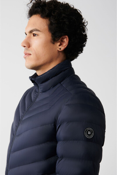 Men's Navy Blue Puffer Jacket - 9