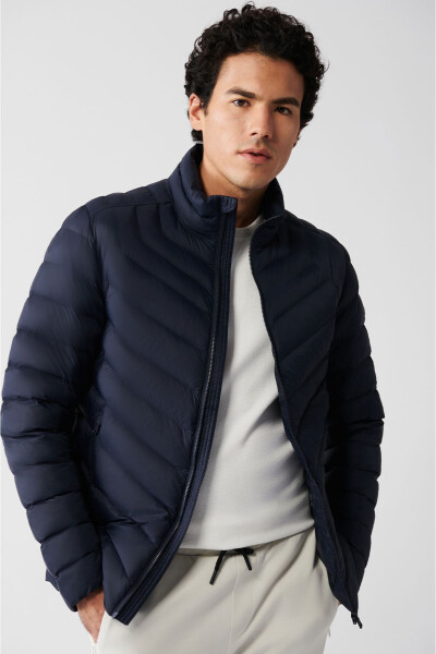 Men's Navy Blue Puffer Jacket - 10