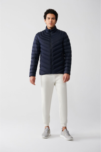 Men's Navy Blue Puffer Jacket - 7