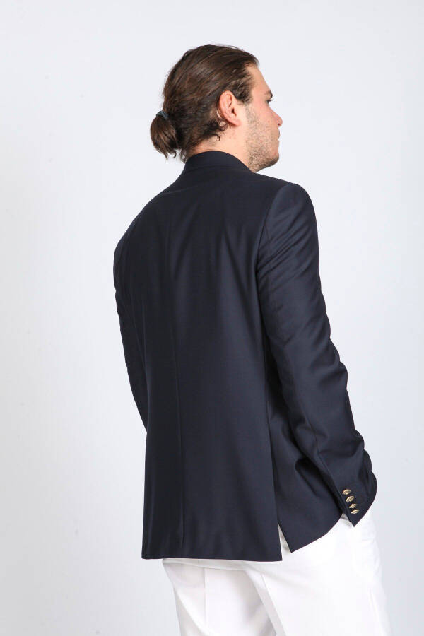 Men's Navy Gabardine Blazer Jacket - 3