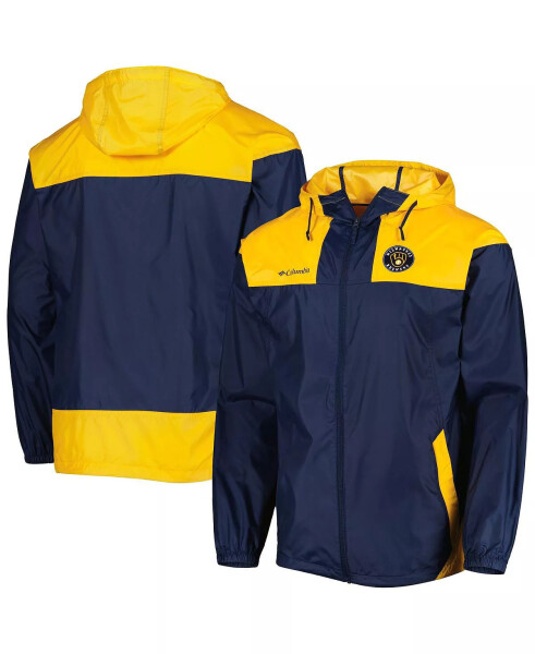 Men's Navy, Gold Milwaukee Brewers Omni-Shade Flash Forward Challenger Full-Zip Windbreaker Jacket Navy, Gold - 1