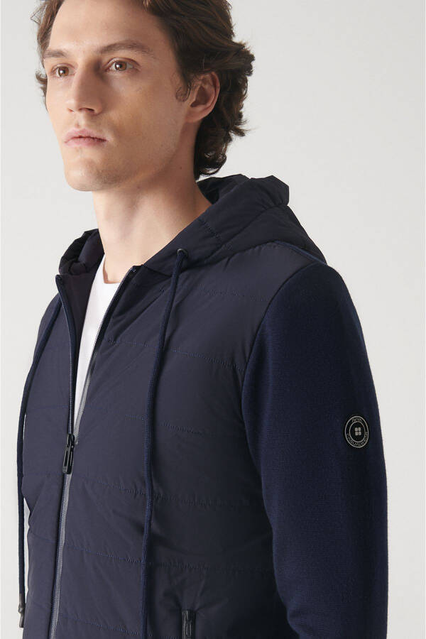 Men's Navy Hooded Jacket - 7