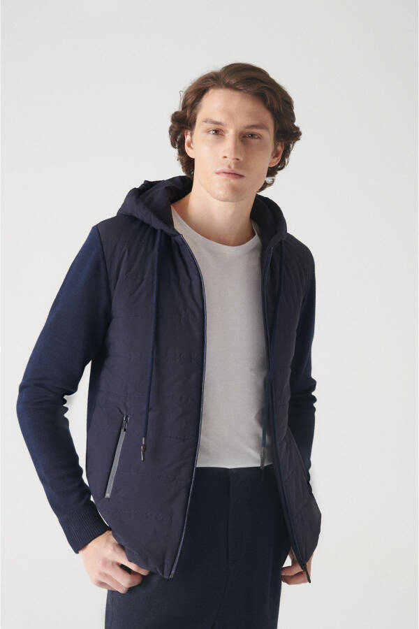 Men's Navy Hooded Jacket - 8