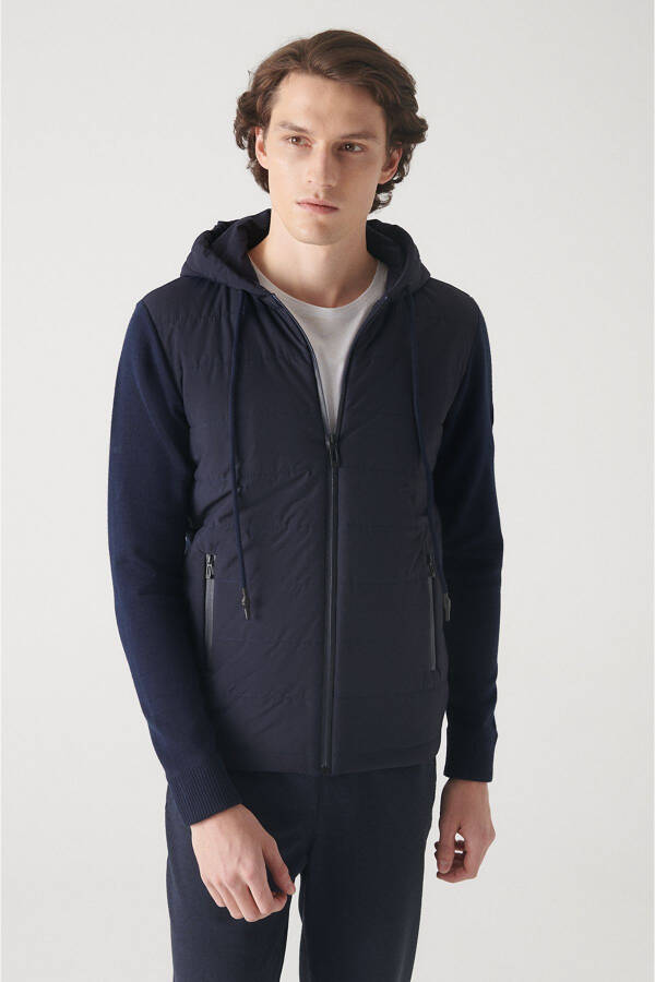 Men's Navy Hooded Jacket - 1