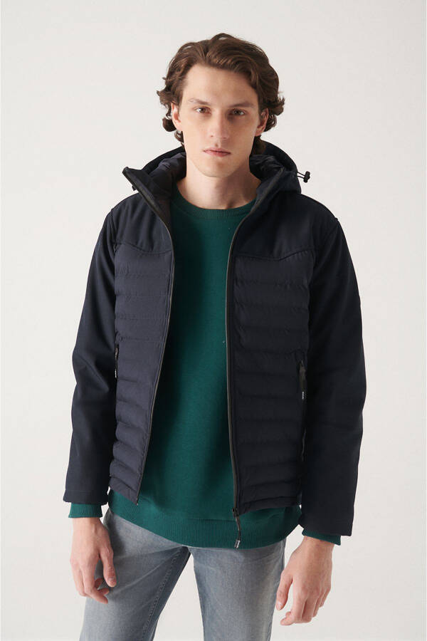 Men's Navy Hooded Windproof Jacket A22y6083 - 1