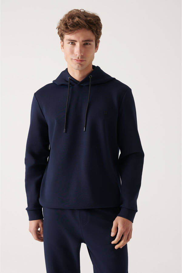 Men's Navy Hoodie Sweatshirt - 6