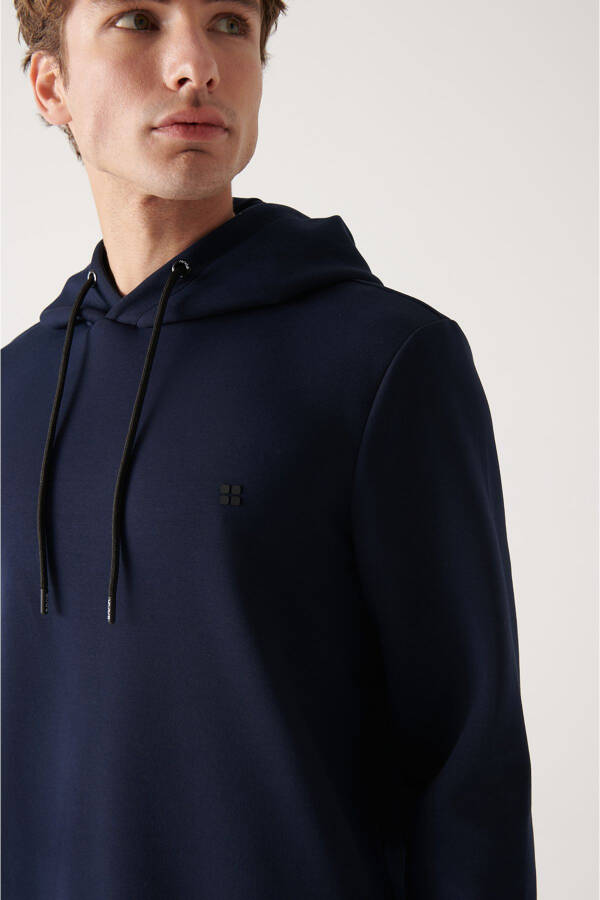 Men's Navy Hoodie Sweatshirt - 7