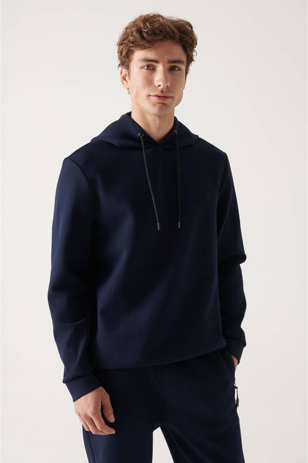 Men's Navy Hoodie Sweatshirt - 8