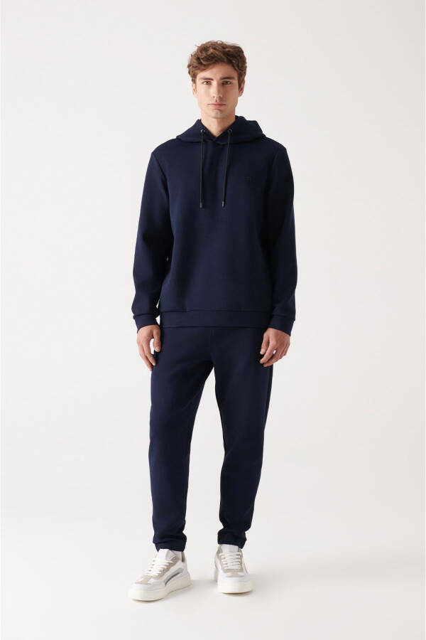 Men's Navy Hoodie Sweatshirt - 5