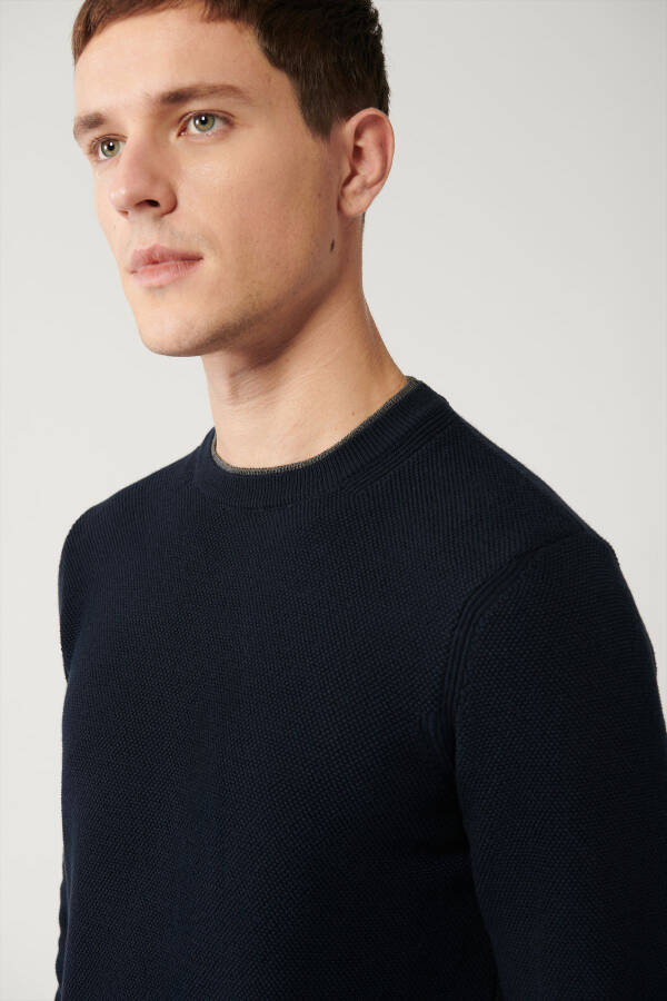 Men's Navy Knit Sweater - 2