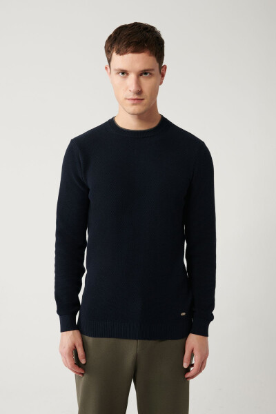 Men's Navy Knit Sweater - 3