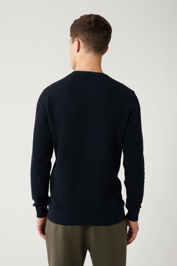 Men's Navy Knit Sweater - 4