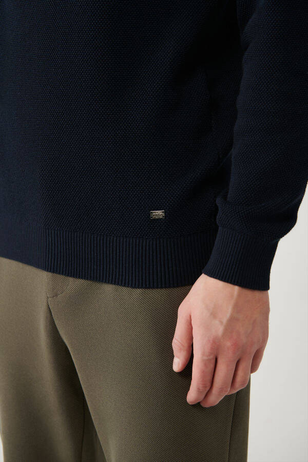 Men's Navy Knit Sweater - 5