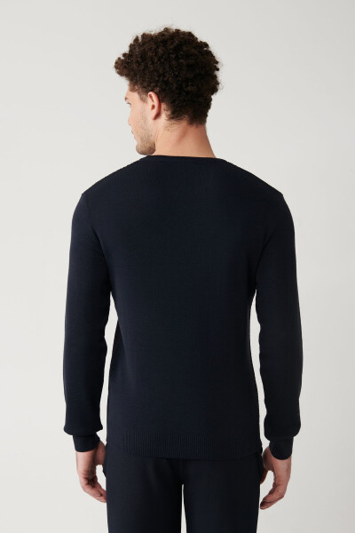 Men's Navy Knit Sweater - 5