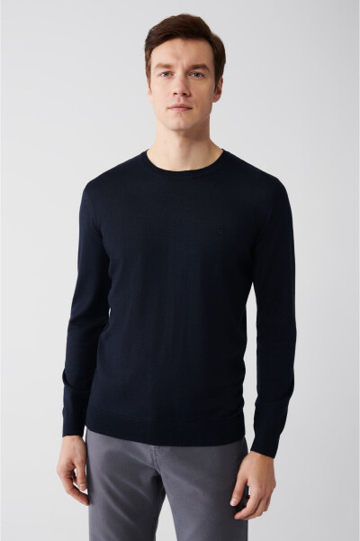 Men's Navy Knit Sweater - 1