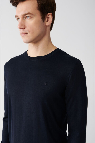 Men's Navy Knit Sweater - 2