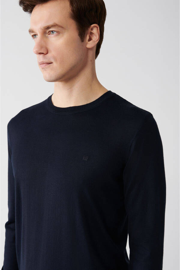 Men's Navy Knit Sweater - 2