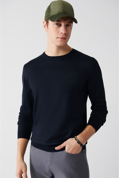 Men's Navy Knit Sweater - 3