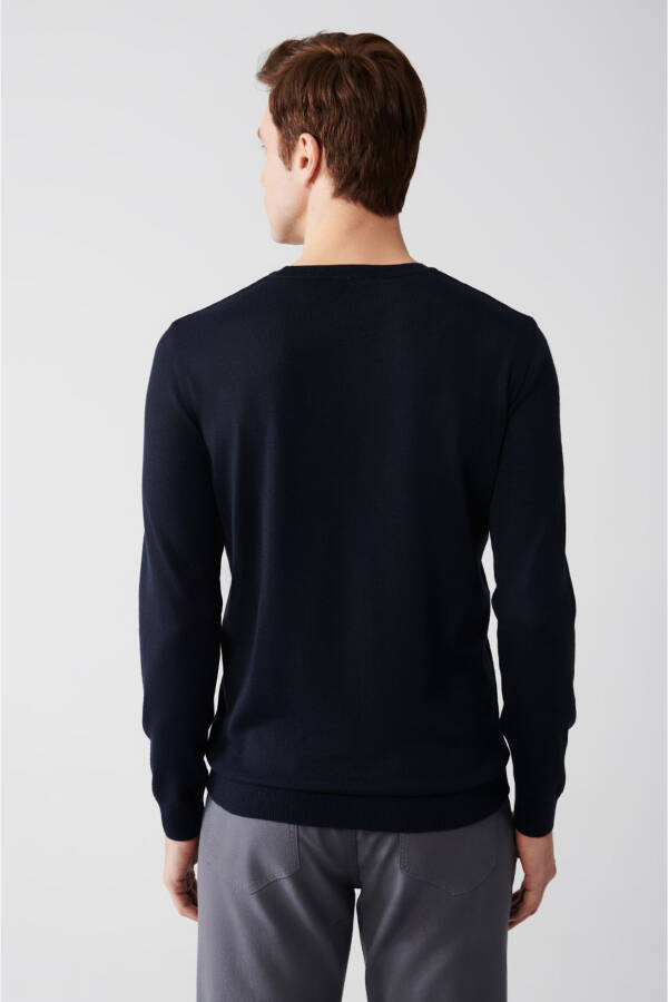 Men's Navy Knit Sweater - 4