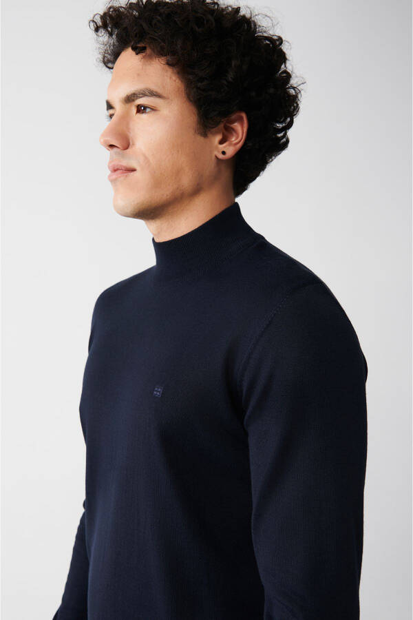 Men's Navy Knit Sweater - 7