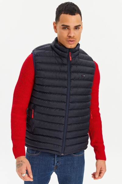 Men's Navy Lined Windproof Puffer Vest - 8