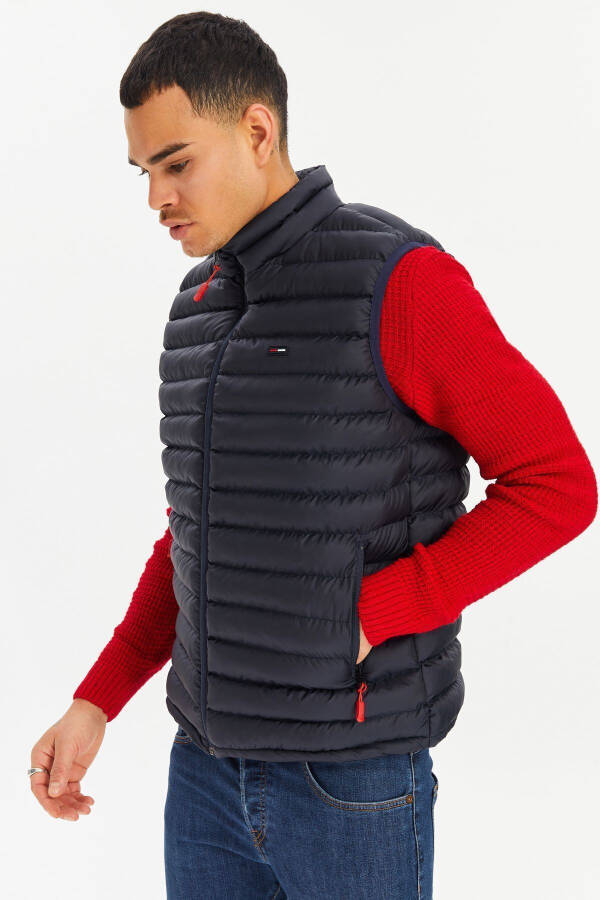 Men's Navy Lined Windproof Puffer Vest - 11