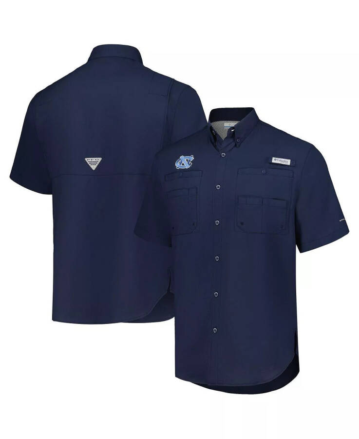 Men's Navy North Carolina Tar Heels PFG Tamiami Omni-Shade Button-Down Shirt Navy - 1