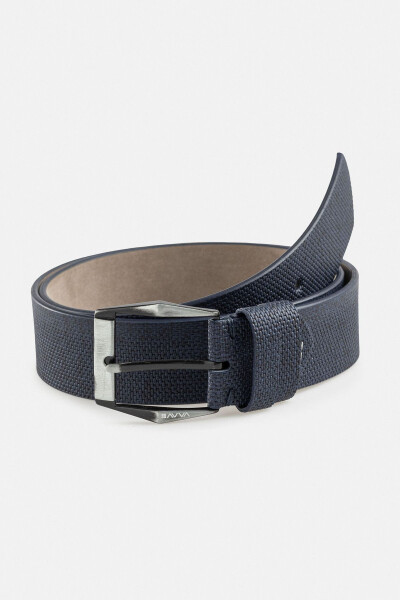 Men's Navy Textured Belt - 1