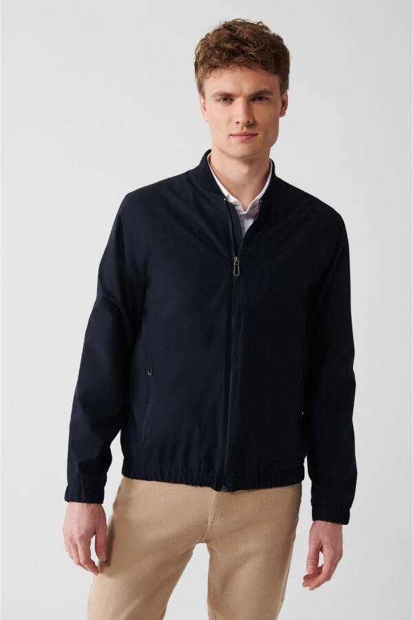 Men's Navy Water-Repellent Ribbed Comfort Fit Lightweight Jacket B006001 - 8