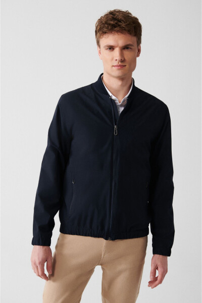 Men's Navy Water-Repellent Ribbed Comfort Fit Lightweight Jacket B006001 - 3