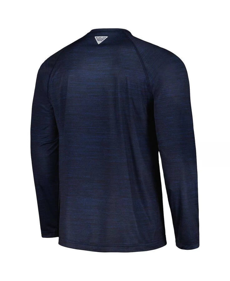 Men's Navy West Virginia Mountaineers PFG Terminal Tackle Omni-Shade Raglan Long Sleeve T-shirt Navy - 3