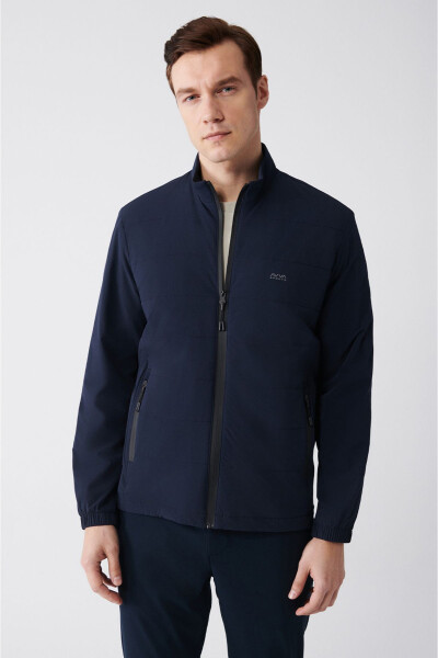 Men's Navy Windproof Water-Resistant Jacket - 1