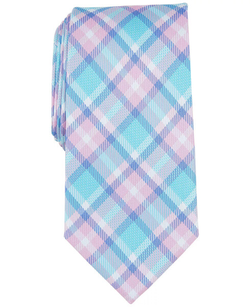 Men's Newtown Plaid Tie, Created for Modazone Aqua - 1